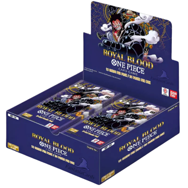 One Piece OP10 Display – Royal Blood, englische Version mit 24 Booster Packs pro Display und 12 zufälligen Karten pro Booster Pack, offizielles One Piece Card Game