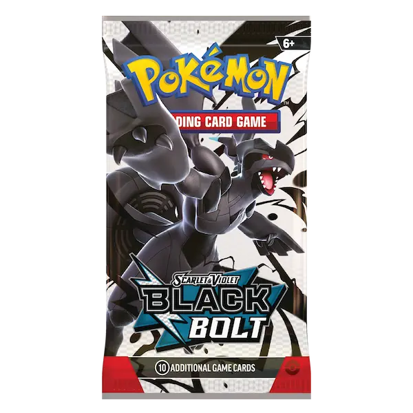 Pokémon Schwarze Blitze Booster Pack englische Ausgabe mit 10 zufälligen Karten pro Booster Pack, Zekrom-Motiv aus der Karmesin & Purpur Serie