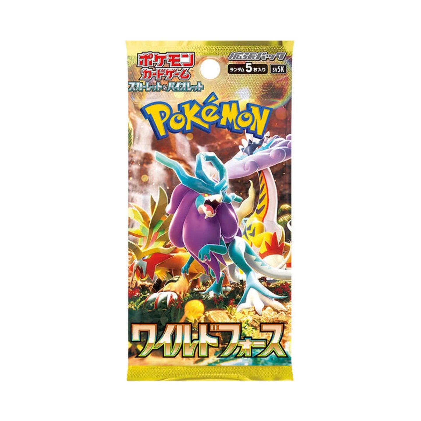 Pokémon Wild Force Booster Pack SV5K – Japanisches Booster pack mit 5 zufälligen Karten aus der Karmesin & Purpur-Reihe, ideal für Sammler und Fans von Pokémon-Karten.