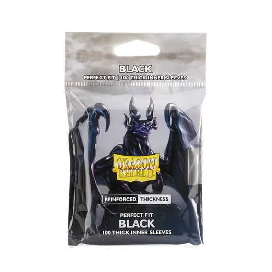 Dragon Shield Perfect Fit Thick Inner Sleeves Black (100 Sleeves)