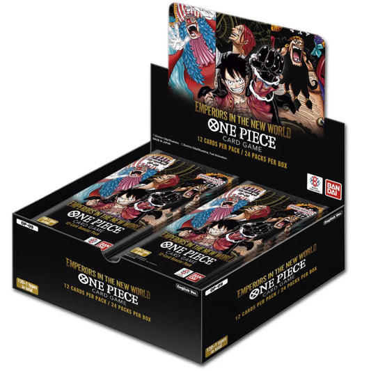 One Piece OP09 – Emperors in the New World, englische Version mit 24 Booster Packs pro Display und 12 zufälligen Karten pro Booster Pack, offizielles One Piece Card Game mit Fokus auf Yonko Charaktere