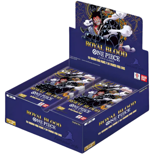 One Piece OP10 Display – Royal Blood, englische Version mit 24 Booster Packs pro Display und 12 zufälligen Karten pro Booster Pack, offizielles One Piece Card Game