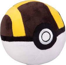 Pokémon Kuscheltier Hyperball – schwarzes 12 cm Plüschtier mit gelbem Muster, offiziell lizenziert
