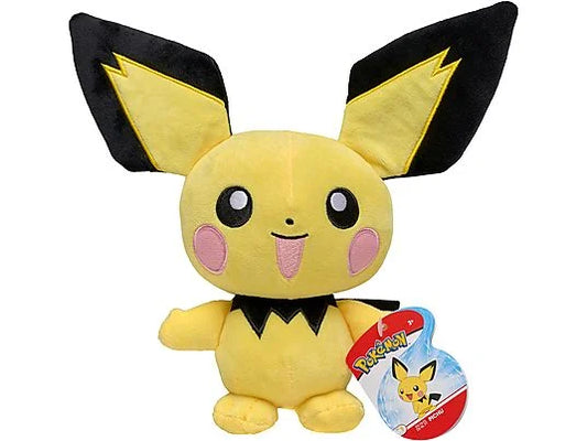 Pokémon Kuscheltier Pichu – 20 cm großes Plüschtier mit gelben Ohren, offizielles Merchandise