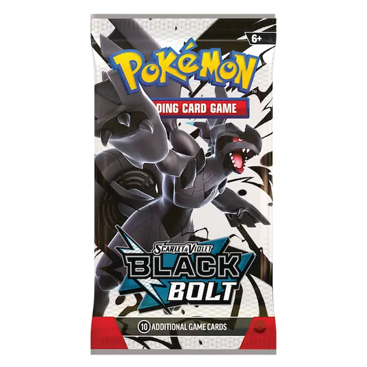 Pokémon Schwarze Blitze Booster Pack englische Ausgabe mit 10 zufälligen Karten pro Booster Pack, Zekrom-Motiv aus der Karmesin & Purpur Serie