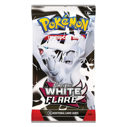 Pokémon Weisse Flammen Booster Pack englische Ausgabe mit 10 zuälligen Karten pro Booster Pack, Reshiram-Motiv aus der Karmesin & Purpur Serie
